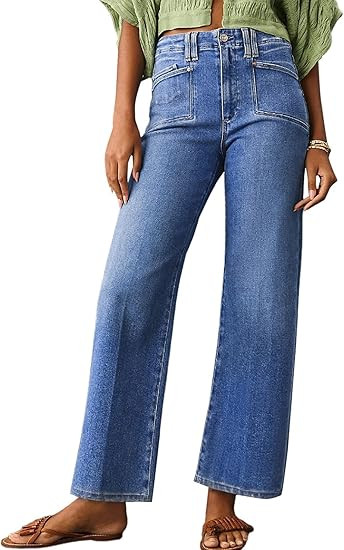 Astylish Womens Wide Leg Jeans High Waisted Stretchy Buttoned Denim Pants Trendy 2025 with Pocket | Amazon (US)