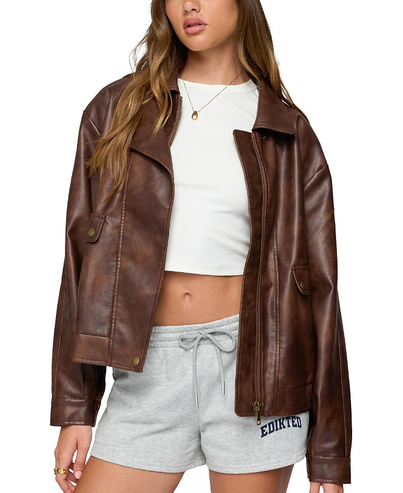 Edikted Ardella Oversized Faux Leather Jacket | Bloomingdale's (US)