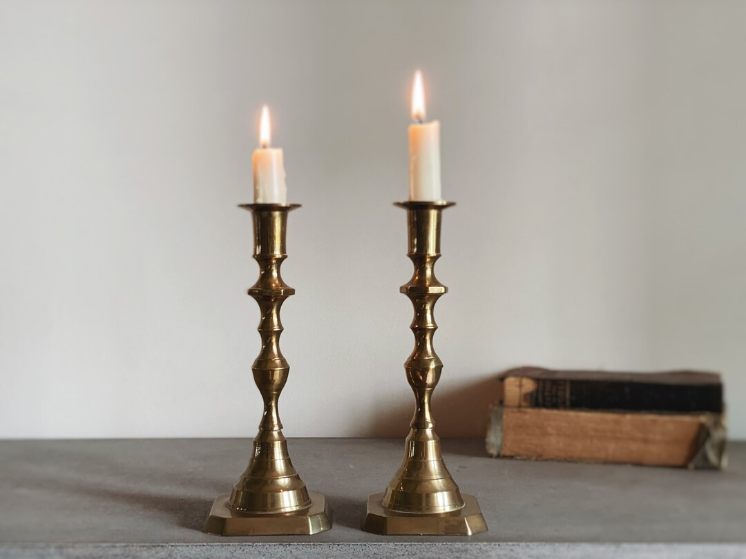 VINTAGE Pair of Brass Candle Holders Dark Academia - Etsy | Etsy (US)