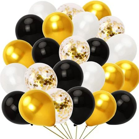 60 pieces black gold white balloons birthday decoration balloons latex helium balloons for birthday  | Walmart (US)