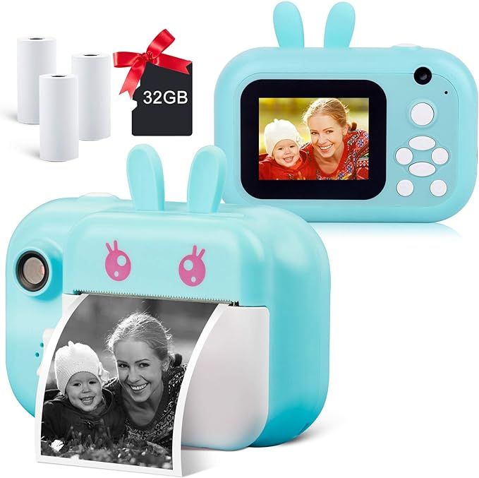 MINIBEAR Instant Camera for Kids, Digital Camera for Girls, Toddler Camera with Print Paper, 40MP... | Amazon (US)