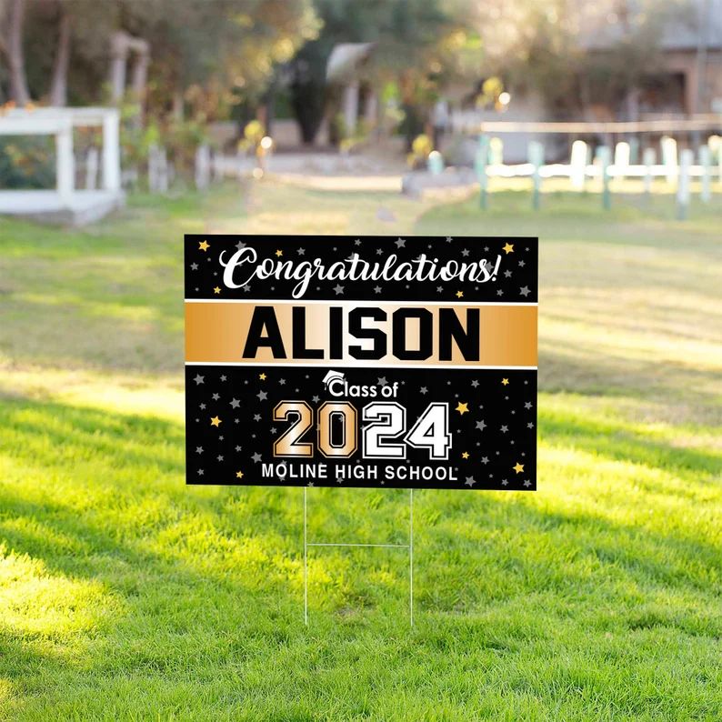 Graduation Senior 18"x24" double sided Sign 2024 with H-Stake - Graduate Yard Sign - Graduation -... | Etsy (US)