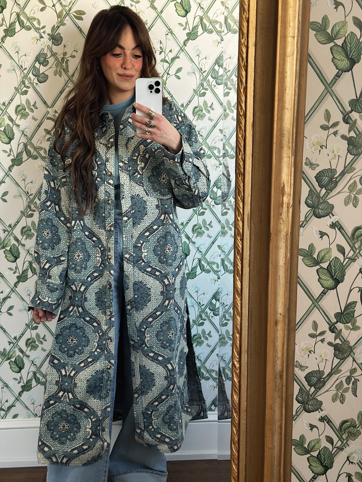 The prettiest shirt/jacket/shacket I ever did see!!! I sized up to a medium so I could wear it over sweaters, but the small & xs fit well  as it’s roomy. Depending on the fit that you want. 

#LTKSeasonal #LTKFestival #LTKWatchNow