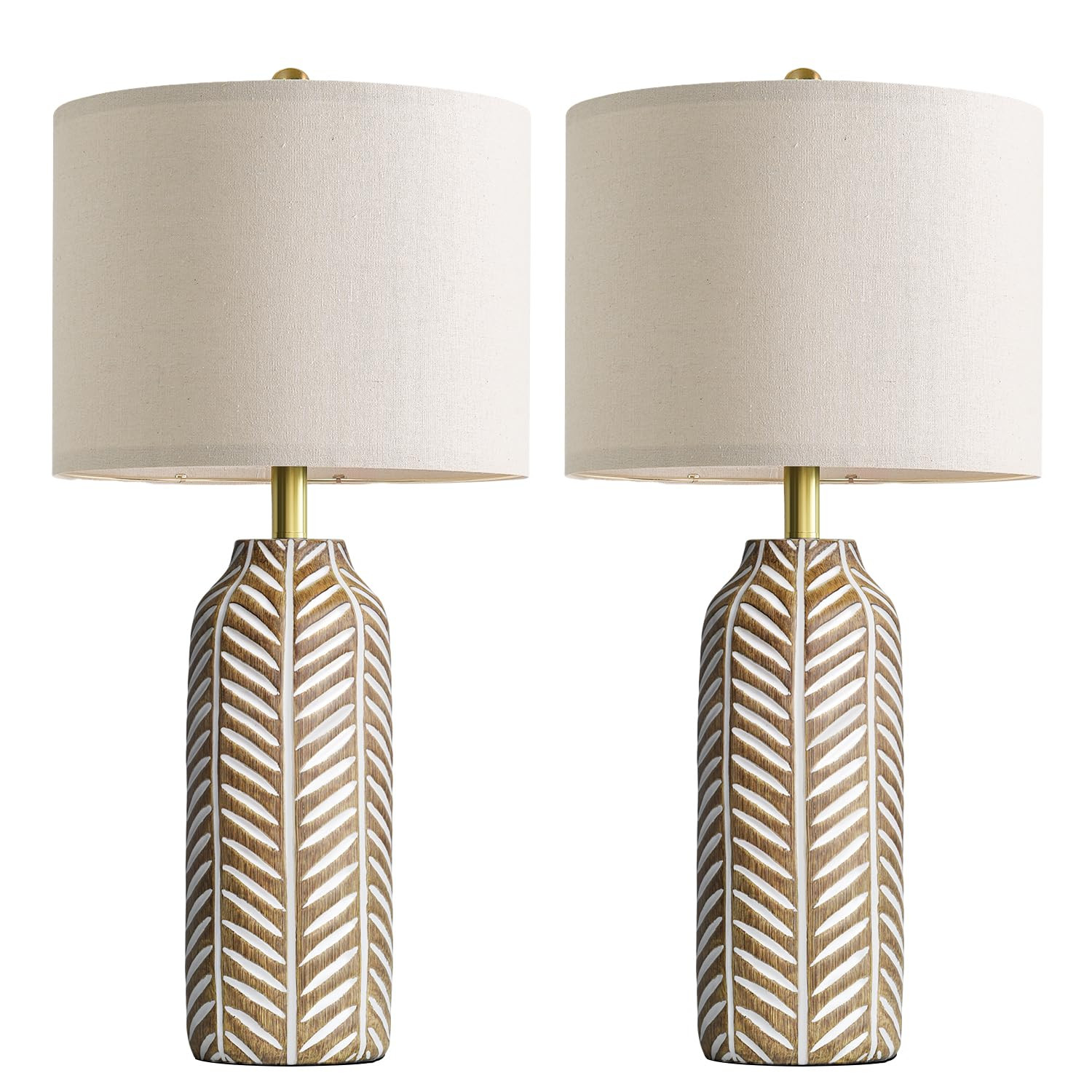 BOBOMOMO 26" Farmhouse Table Lamps Set of 2 - Vintage Leaf Design, Rustic Resin Nightstand Lamps ... | Amazon (US)