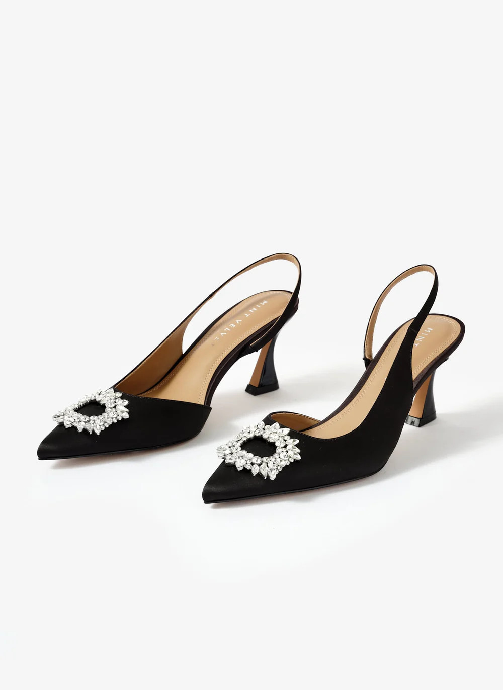 Ori Black Leather Sling Back Heels | Mint Velvet