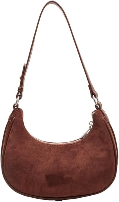 Brown Purses for Women Suede Purse Luna Bag Suede Crescent Shoulder Bag Brown Cross Body Bag Sued... | Amazon (US)