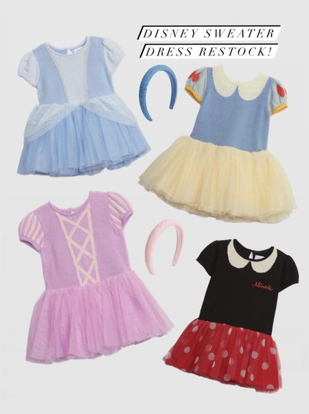 On sale: 40% off or more these Great quality cotton Disney princess sweater dresses with cotton lining under the tulle.

Also linked a few other cozy Gap pieces I own and a kids Cashsoft sweater my daughter likes 

Snow White is stocked in biggest sizes. True to size. 

I machine wash cold inside out in a mesh laundry bag, machine dry for 5 minutes to soften it and then hang dry. These have lasted great through countless washes!

#LTKGiftGuide #LTKCyberWeek #LTKkids