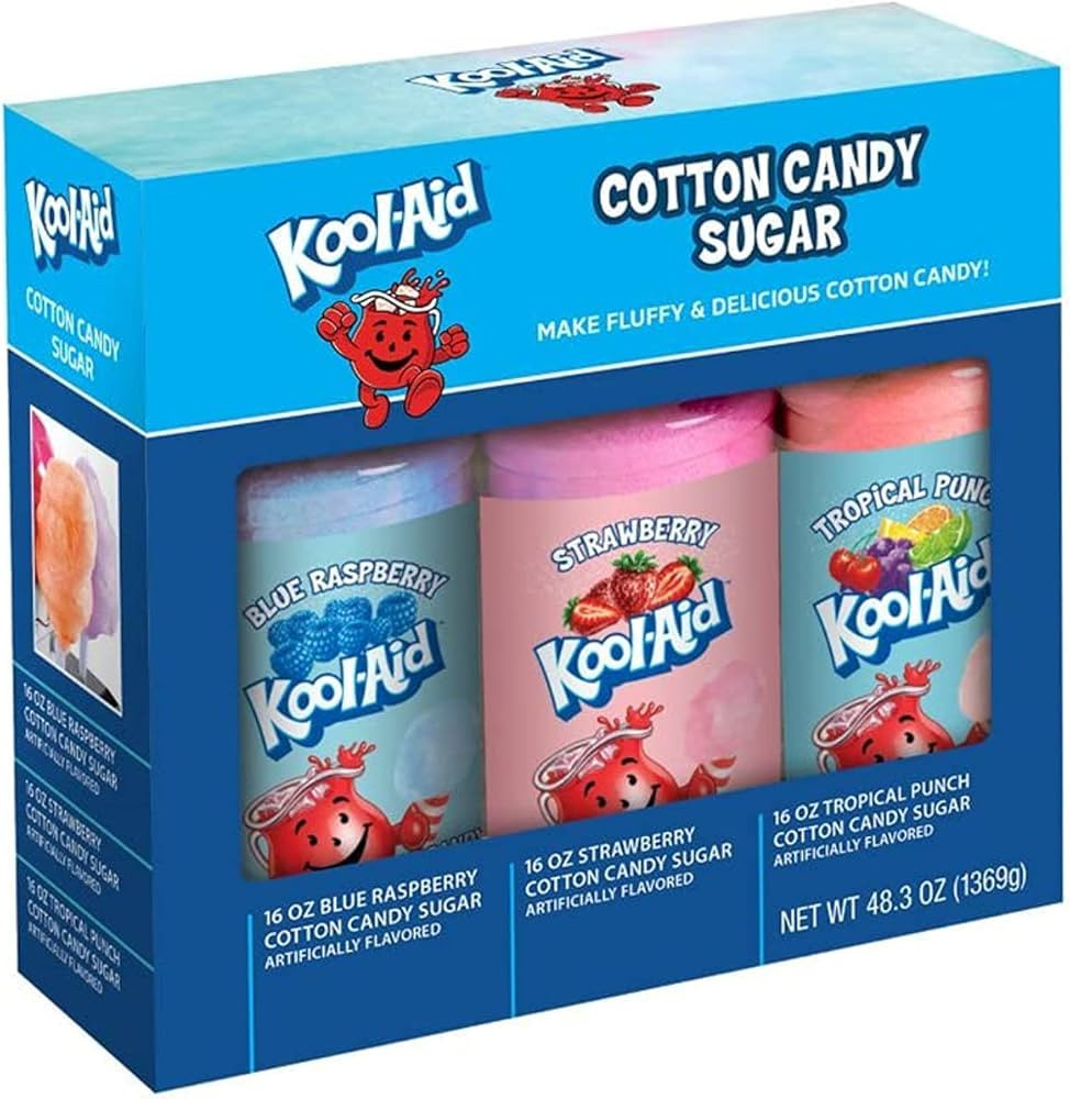 Nostalgia Kool-Aid Cotton Candy Flossing Sugar Party Kit 3-Pack, Blue Raspberry, Strawberry, Trop... | Amazon (US)
