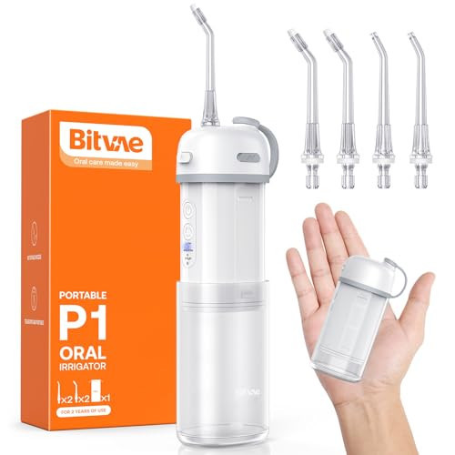 Bitvae P1 Portable Mini Dental Flosser, Cordless Water Cleaner with Telescopic Tank, Rechargeable Oral Irrigator for Travel & Home, Frost White | Amazon (US)
