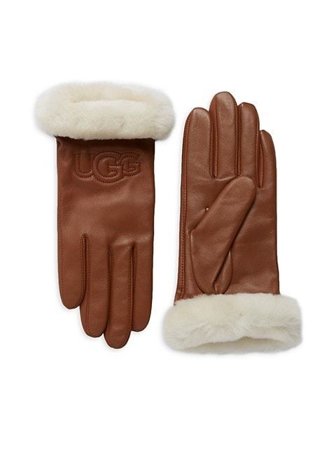 UGG Shearling-Trim Leather Gloves on SALE | Saks OFF 5TH | Saks Fifth Avenue OFF 5TH