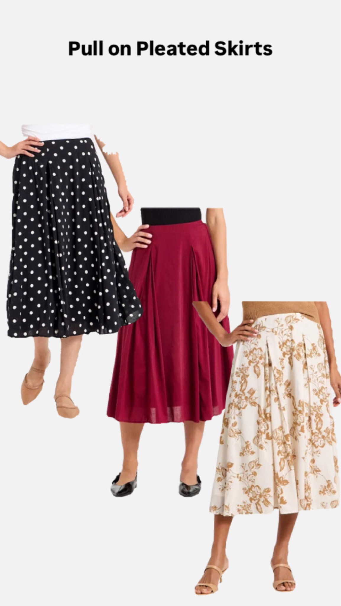 Pull On Pleated Skirts
