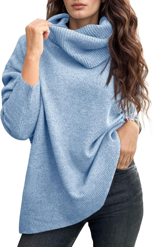 UNCLECAT Women's Oversized Turtleneck Sweaters 2025 Fall Winter Long Sleeve Lightweight Pullover ... | Amazon (US)