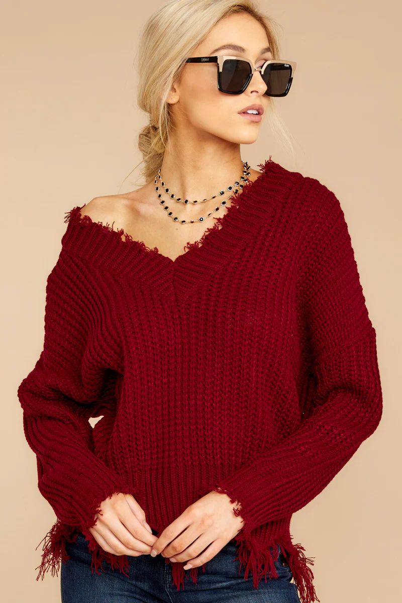 Fight For It Burgundy Sweater | Red Dress 