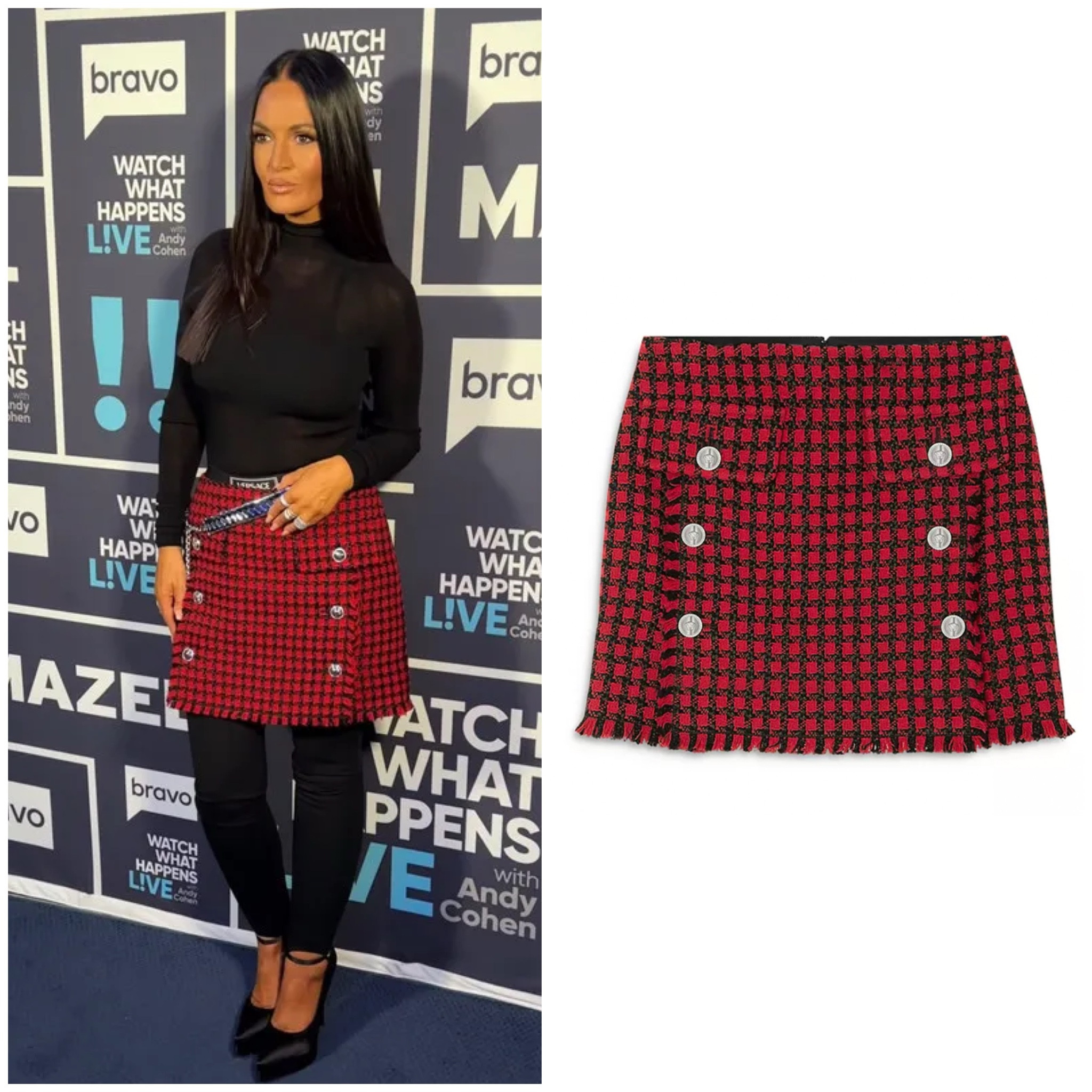 Lisa Barlow’s Red Plaid Skirt on Watch What Happens Live 📸 = @bravowwhl