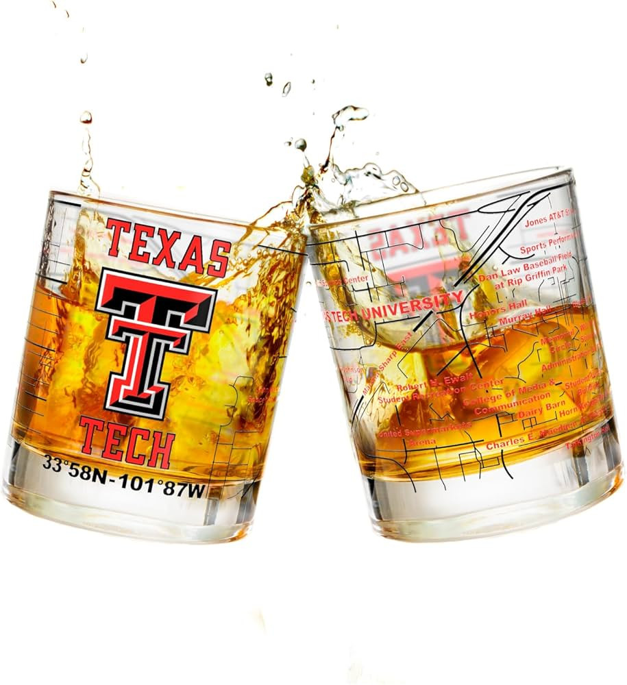 Greenline Goods Texas Tech University Whiskey Glass Set (2 Low Ball Glasses) - Contains Full Colo... | Amazon (US)