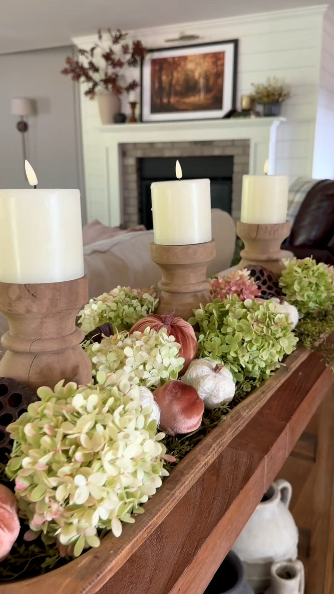 Fresh florals meet cozy autumn textures 🌸🎃 Nestling fresh-cut hydrangeas alongside rich velvet pumpkins in a classic wooden dough bowl creates the ultimate seasonal centerpiece. It’s quick to assemble, soft and romantic, and brings high-end fall elegance straight to your dining or coffee table! Save this post for easy weekend styling inspiration.

#LTKdayinmylife #LTKHome #LTKSeasonal