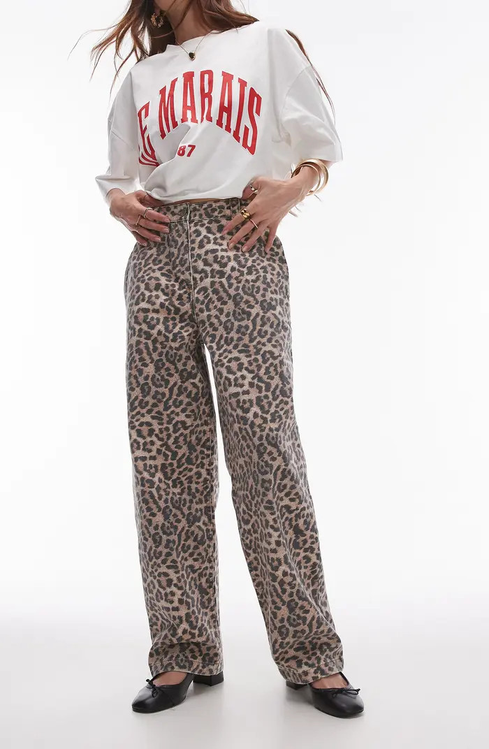 Animal Print Straight Leg Pants | Nordstrom