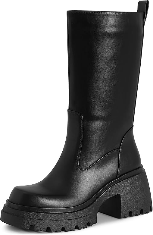 SaraIris Women's Platform Boots Goth Boots Punk Boots Square Toe Boots Lace Up Combat Boots Black... | Amazon (US)