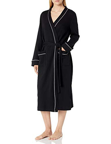 Amazon Essentials Women's Lightweight Waffle Full-Length Robe (Available in Plus Size), Black, Small | Amazon (US)
