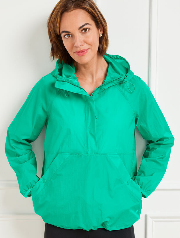 Hooded Water-Resistant Packable Pullover | Talbots