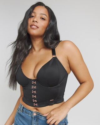 Figleaves Neoprene Underwired Front Fastening Non Padded Corset B-F | Simply Be (UK)