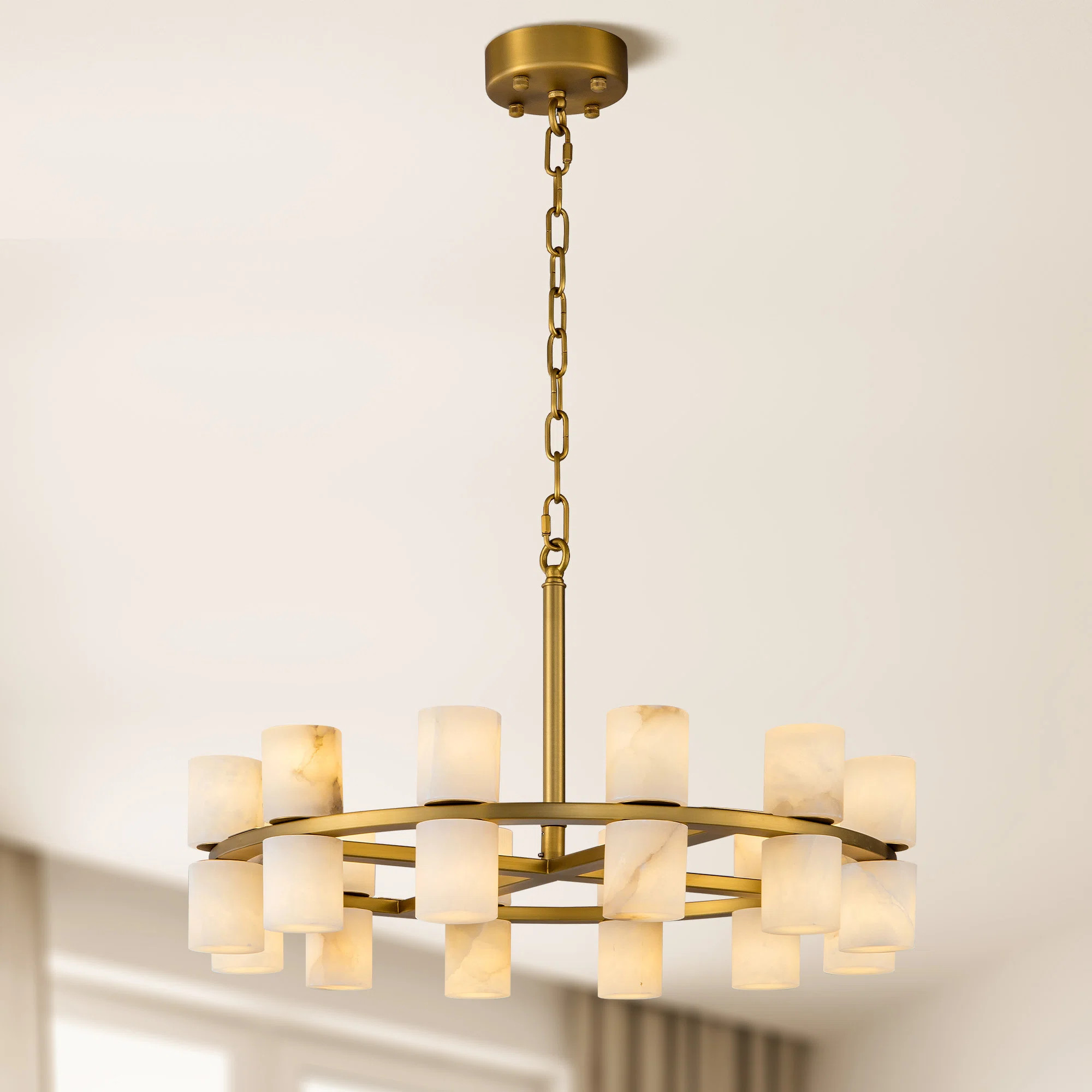 23.6" Round Kitchen Island  Alabaster Gold Chandelier | Wayfair North America