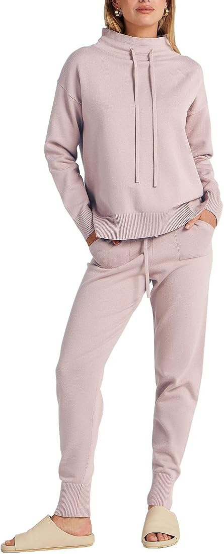 ANRABESS Women's Two Piece Outfits Long Sleeve Turtleneck Pullover Top & Drawstring Pants Sweatsu... | Amazon (US)