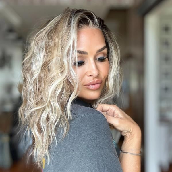 Aisom Chloe Mushroom Blonde Short Water Wave 12 Inches 13x4 Free Part Synthetic Lace Front Wig wi... | Amazon (US)