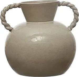 Bloomingville 9.25 Inches Stoneware Twisted Handles and Reactive Glaze, Cream Color Vase | Amazon (US)