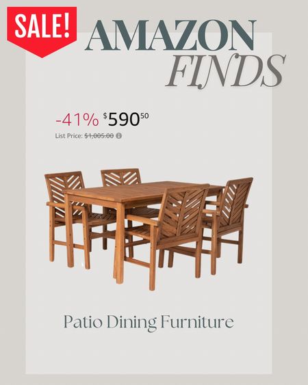Amazon Patio Furniture all on sale! 

Outdoor dining furniture, chairs, tables. Wood furniture  

#LTKSeasonal #LTKHome #LTKSummerSales