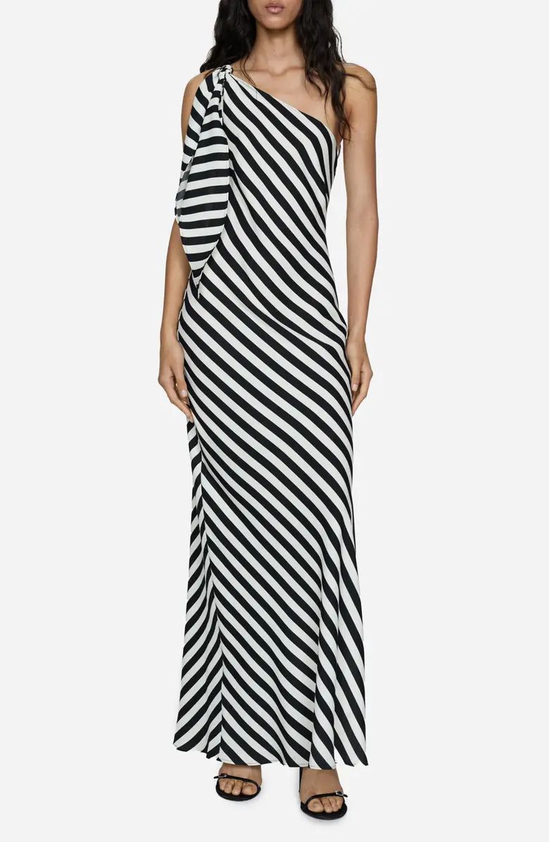 MANGO Stripe One-Shoulder Maxi Dress | Nordstrom | Nordstrom