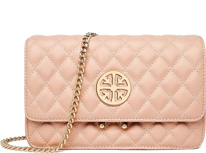 Women Genuine Leather Shoulder Bag Ladies Fashion Clutch Purses Quilted Crossbody Bags With Chain... | Amazon (US)