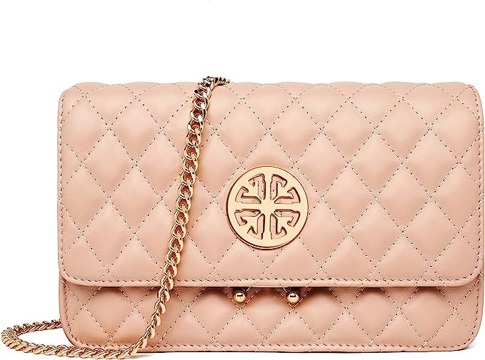 Women Genuine Leather Shoulder Bag Ladies Fashion Clutch Purses Quilted Crossbody Bags With Chain... | Amazon (US)