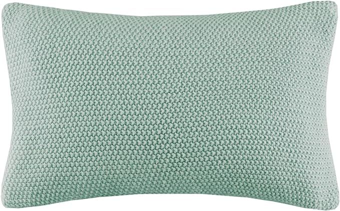 INK+IVY Bree Knit Throw Pillow Cover, Casual Oblong Decorative Pillow Cover, 12X20, Aqua | Amazon (US)