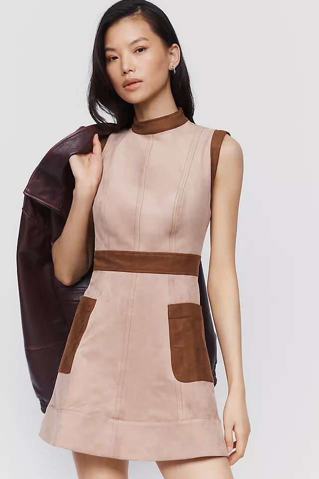 Maeve Faux Suede Mock Neck Mini Dress | Anthropologie (US)