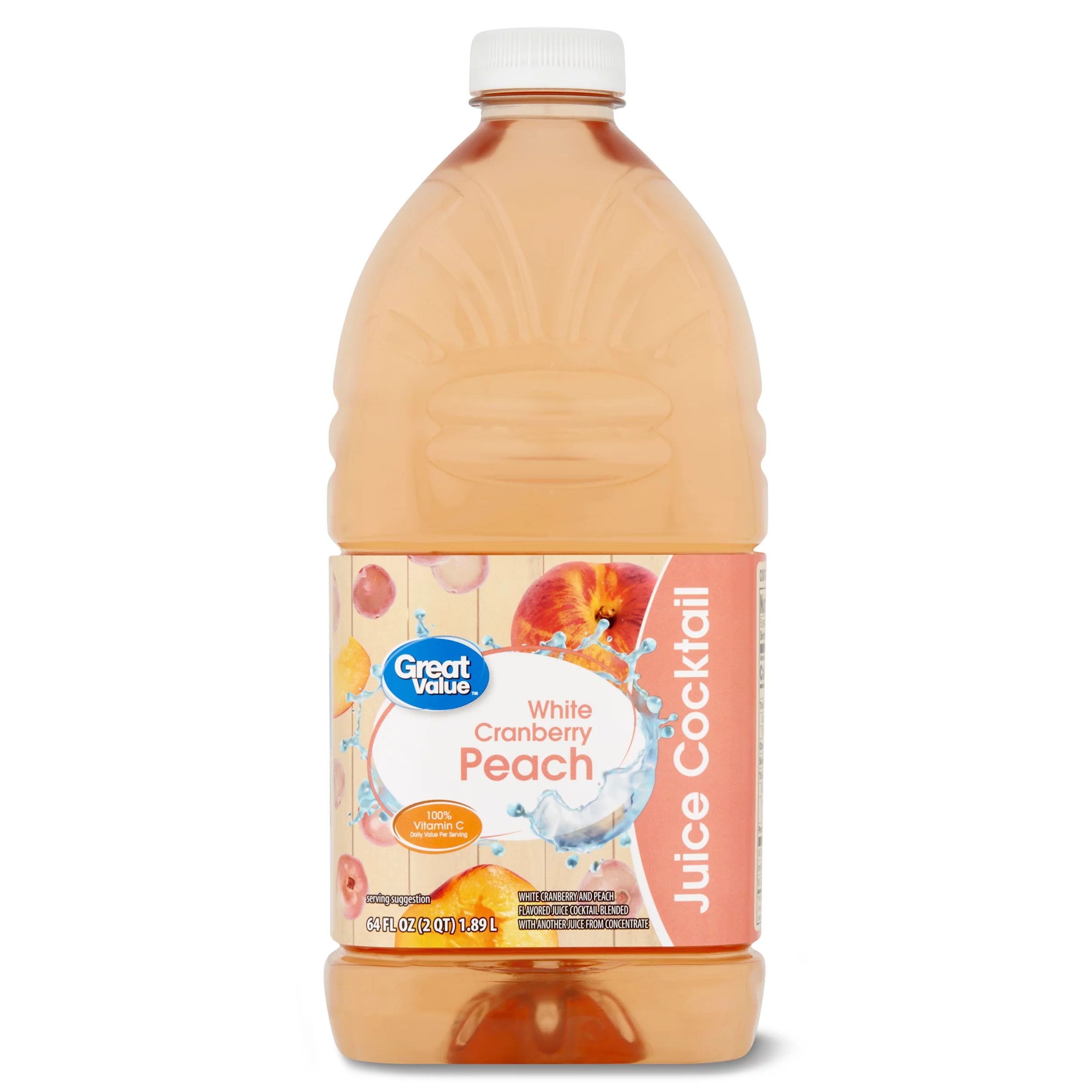 Great Value White Cranberry Peach Juice Cocktail, 64 fl oz - Walmart.com | Walmart (US)