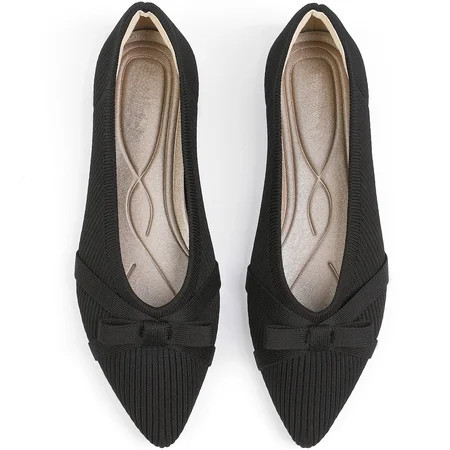 Northblanc Flats for Womens Pointed Toe Ballet Flats with Bow Comfortable Knit Dressy Flats | Walmart (US)
