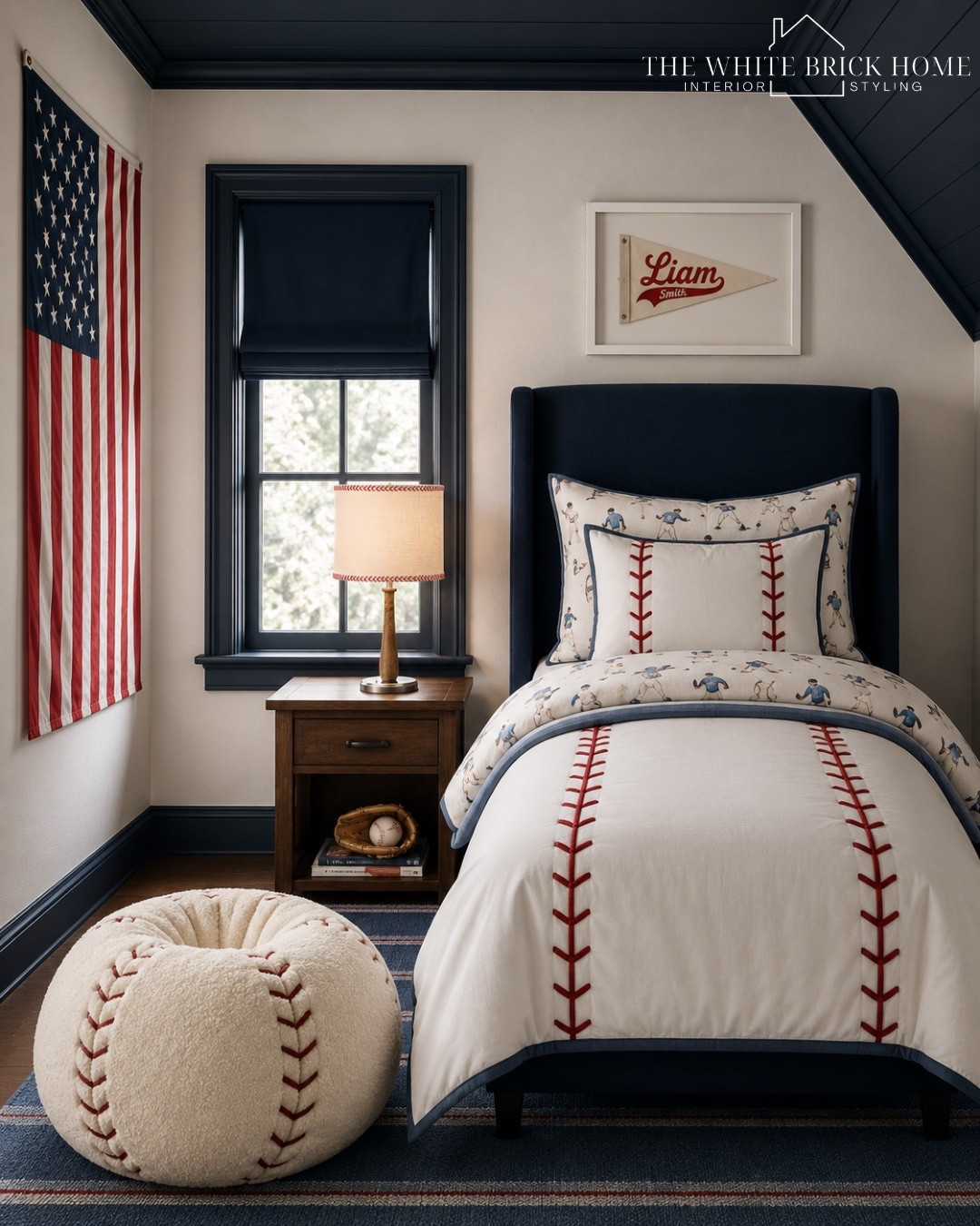 A fun, Americana baseball bedroom design idea for a little fan! I love this baseball bedding, especially paired with a navy bed like this one from wayfair! 

Boys room, boys bedroom, kids room, kids bedroom, boys room decor, boys room bedding, boys room finds, home design, baseball bedroom, baseball room, baseball themed bedroom, sports bedroom, sports themed bedroom, sports room design, sports room decor, Americana bedroom, kids room bed, kids room baseball, bean bag, baseball bean bag, home design, kids bedroom design, kids room, pottery barn kids, wayfair, pottery barn, Etsy

#LTKHome #LTKKids #LTKSaleAlert