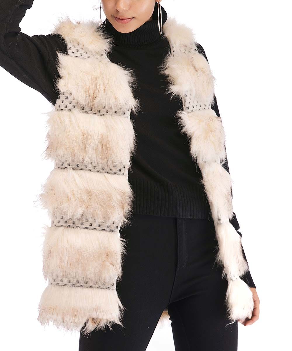 Yokodea Women's Outerwear Vests Apricot - Apricot Faux Fur Vest - Women | Zulily