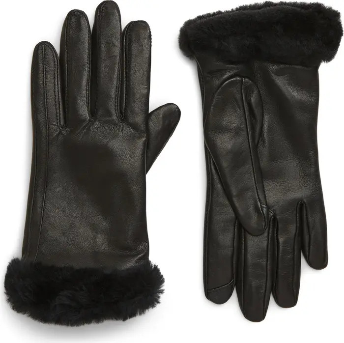 Genuine Shearling Leather Tech Gloves | Nordstrom