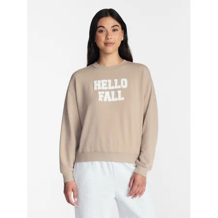 Halloween and Fall Women s French Terry Knit Lounge Sleep Top with Long Sleeves Sizes XS-3X | Walmart (US)