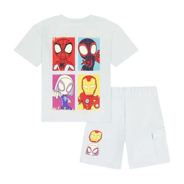 Spidey & Friends Toddler Boy French Terry Short Set, Sizes 12 Months-5T | Walmart (US)