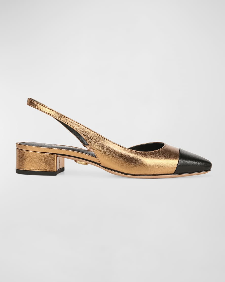 Veronica Beard Cecile Metallic Slingback Ballerina Flats | Neiman Marcus