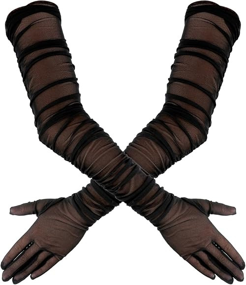 Women's Lace Sheer Gloves Mesh Tulle Super Long Gloves Opera Hallowmas Costume Party Gloves Dance... | Amazon (UK)