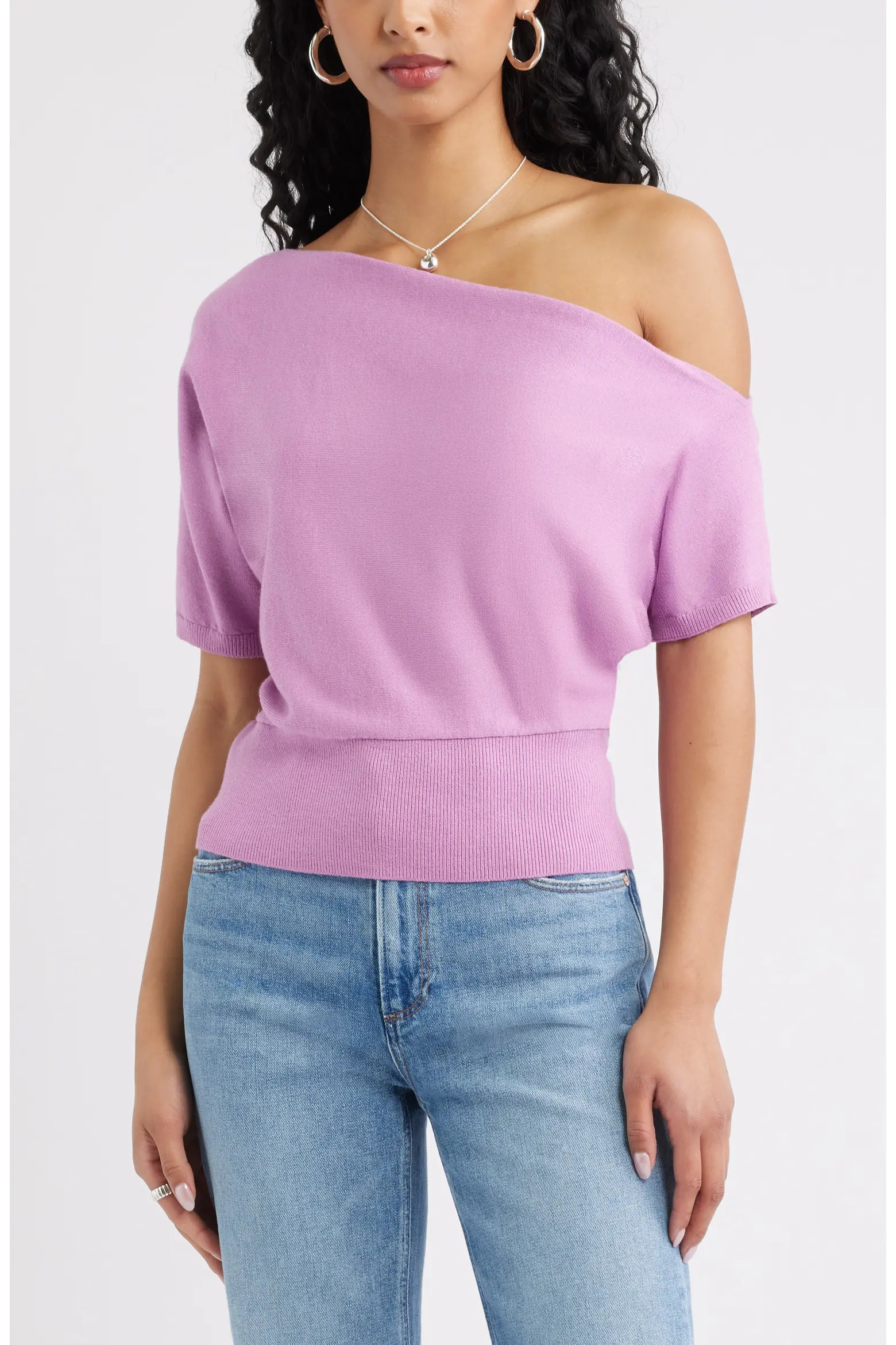 One-Shoulder Short Sleeve Sweater (Women) | Nordstrom | Nordstrom