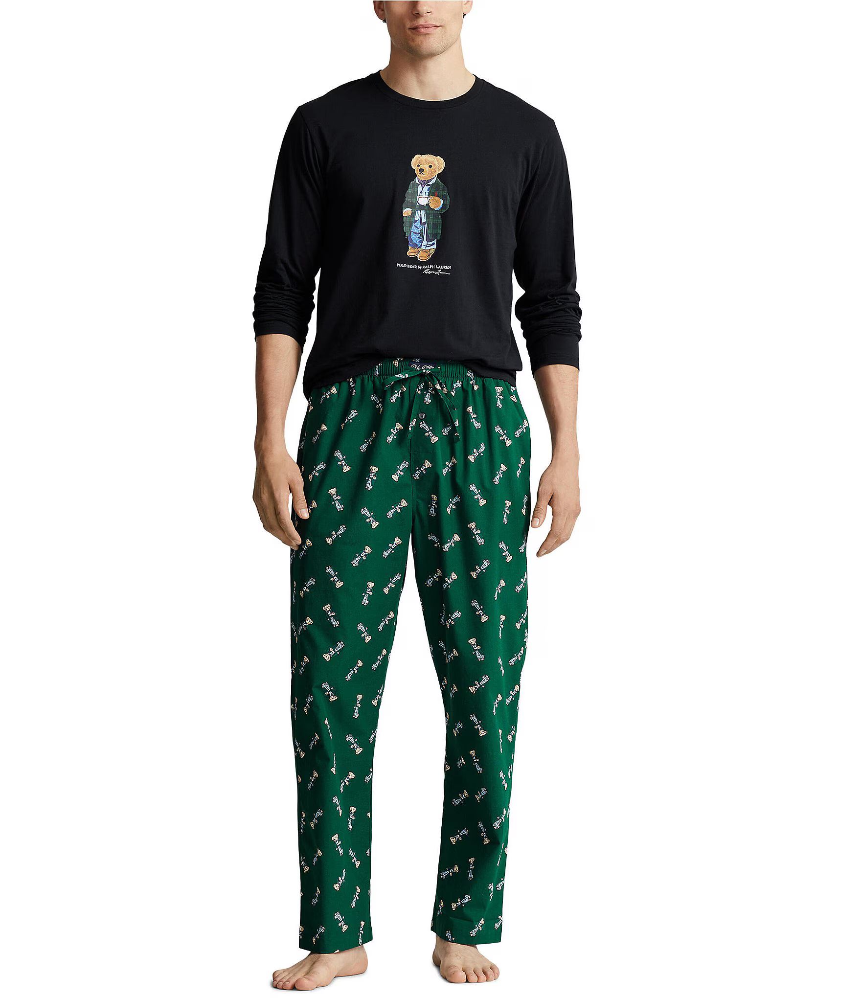 Long Sleeve Bear Sleep Tee & Pant 2-Piece Pajama Set | Dillard's