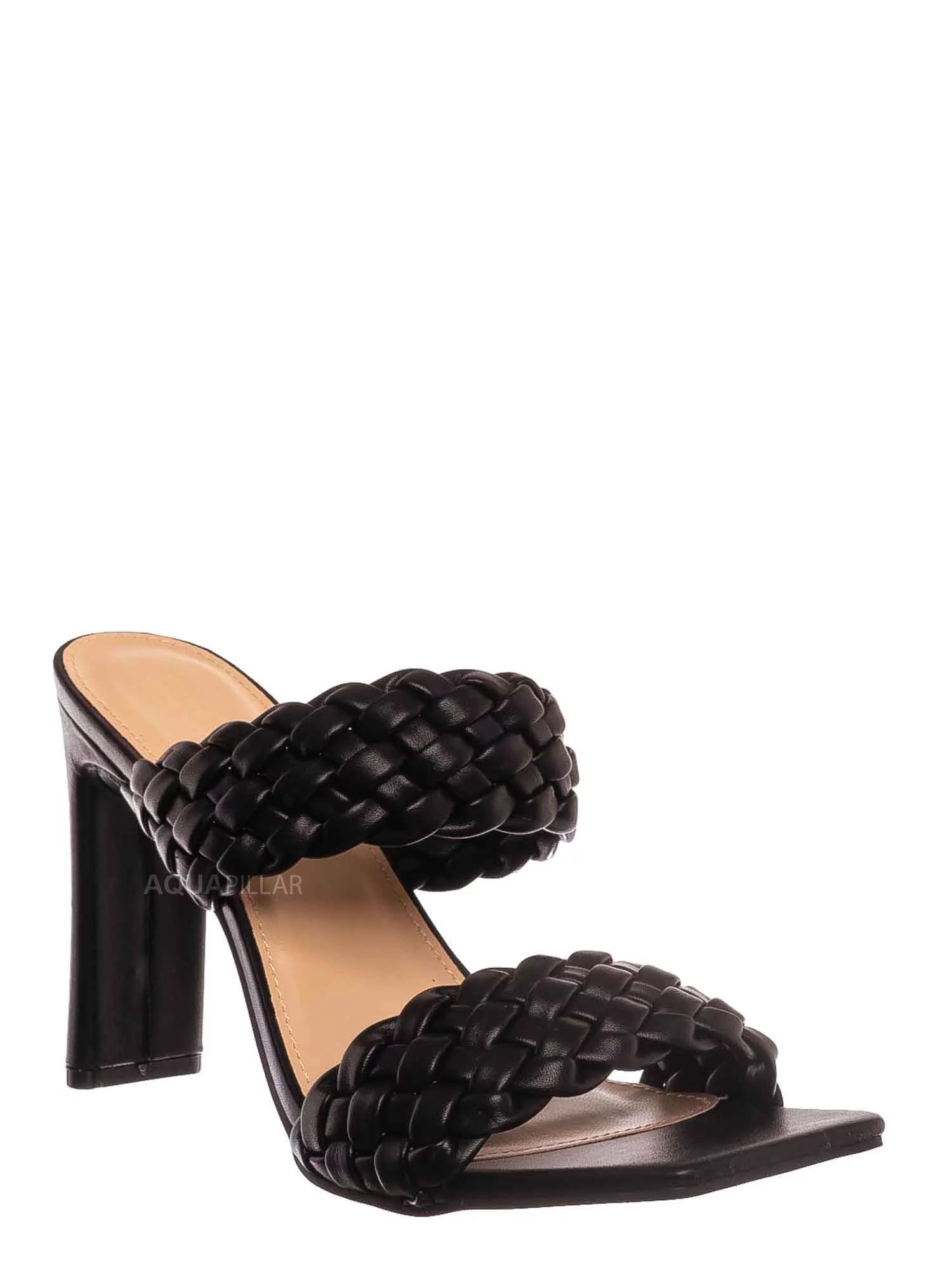 Block Heel Braided Mule, Women Puffy Slide Sandal | Walmart (US)