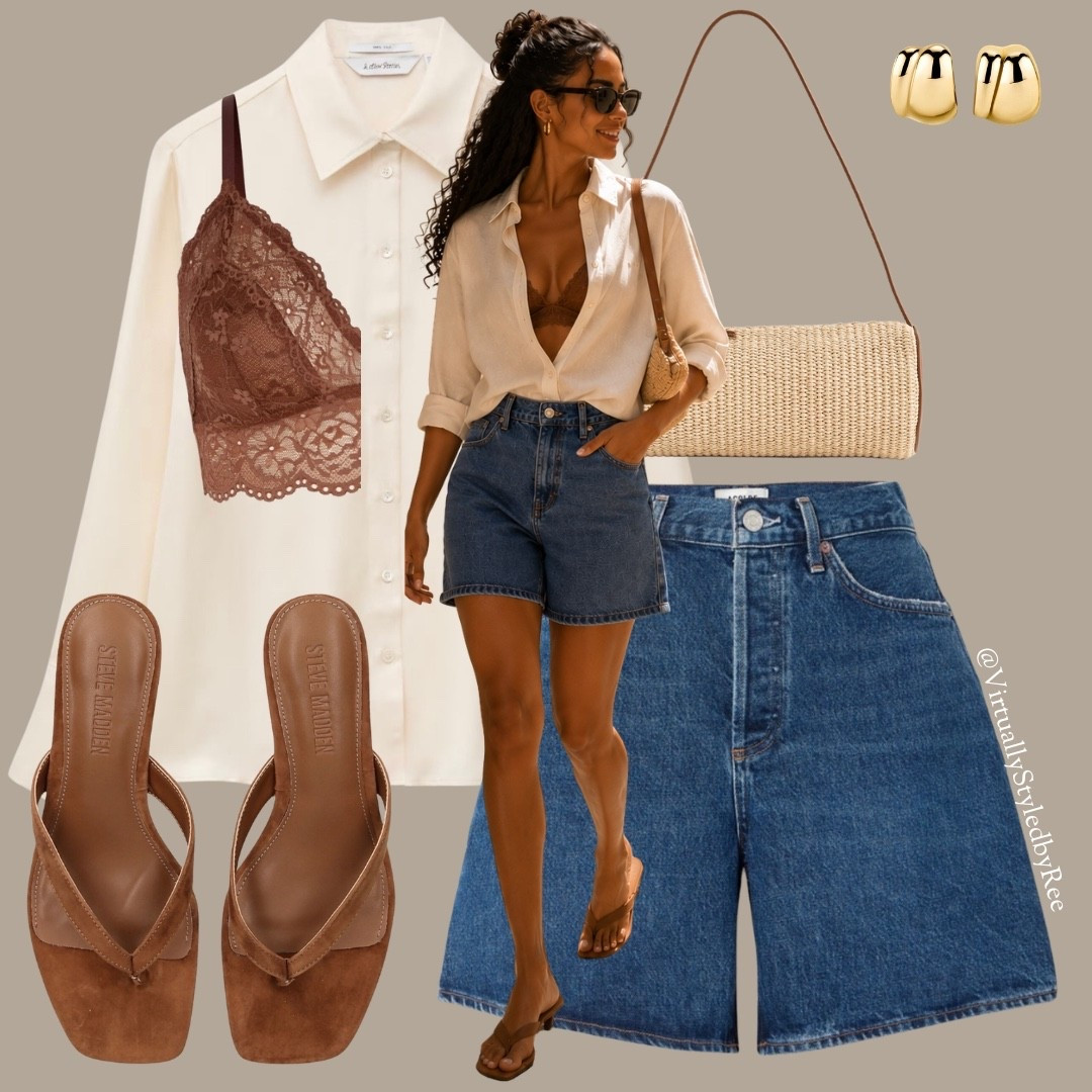 Summer neutrals done right 🤎☀️ A relaxed silk shirt, chocolate lace details, denim shorts and suede kitten heel thong sandals. Every piece is easy to mix, match and wear all season long.

✨ Shop the full look on my LTK.

#LTKStyle #SummerOutfit #NeutralStyle #CapsuleWardrobe #LinenShirt #DenimShorts #SummerStyle #MinimalStyle #VacationOutfit #FrenchGirlStyle #SouthOfFranceStyle #EverydayChic #ResortWear #QuietLuxury #SuedeSandals #KittenHeels #WardrobeEssentials #WearMoreWearOften #ShopMyLook

#LTKsummer #LTKuk #LTKeurope #LTKsummer