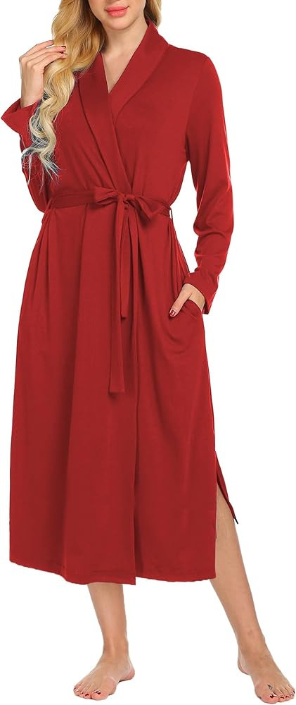 Ekouaer Robes for Women Long Sleeve Knit Kimono Bathrobe Soft Lightweight Loungewear Ladies Cotto... | Amazon (US)