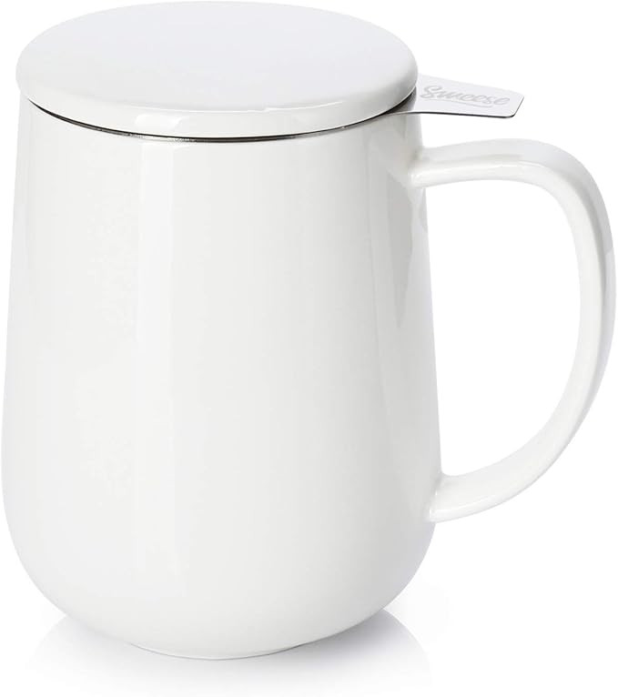 Sweese 20 OZ Porcelain Tea Mug with Infuser and Lid, Loose Leaf Tea Cup, Gifts for Tea Lover - Wh... | Amazon (US)